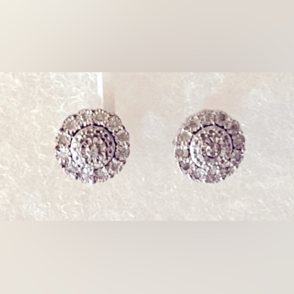 Macy’s Silver Bridge 1/10 CTW Diamond Spiral Pierced Earrings | Orig. $200